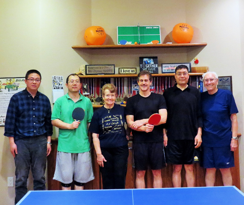 A group of table tennis players